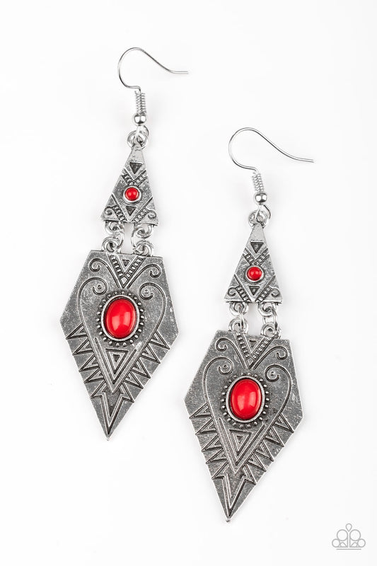 Paparazzi Earring ~ Drifting Dunes - Red