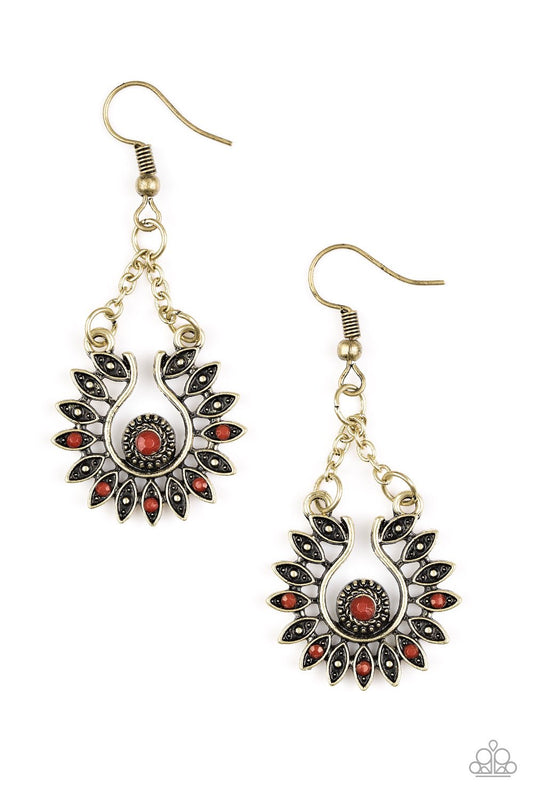 Paparazzi Earring ~ Cancun Can-Can - Brass