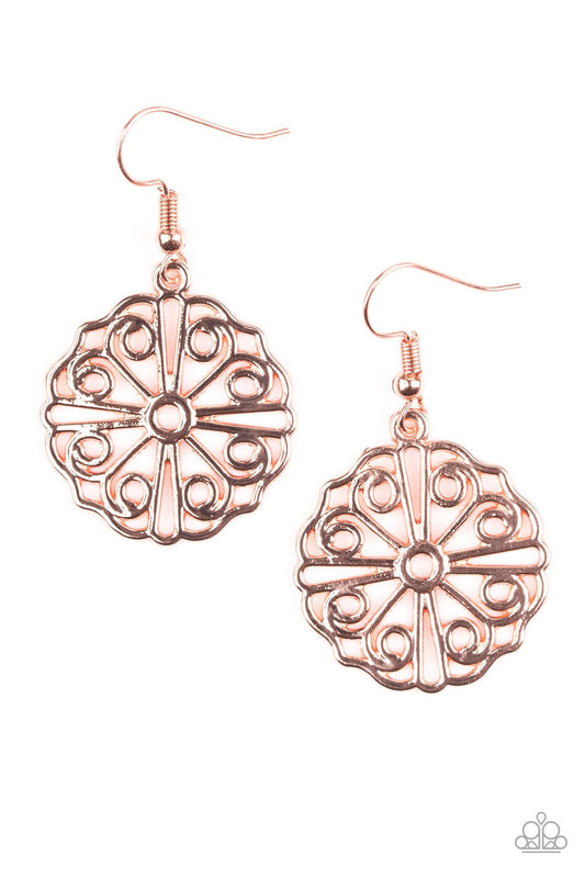 Paparazzi Earring ~ Feeling Frilly - Copper