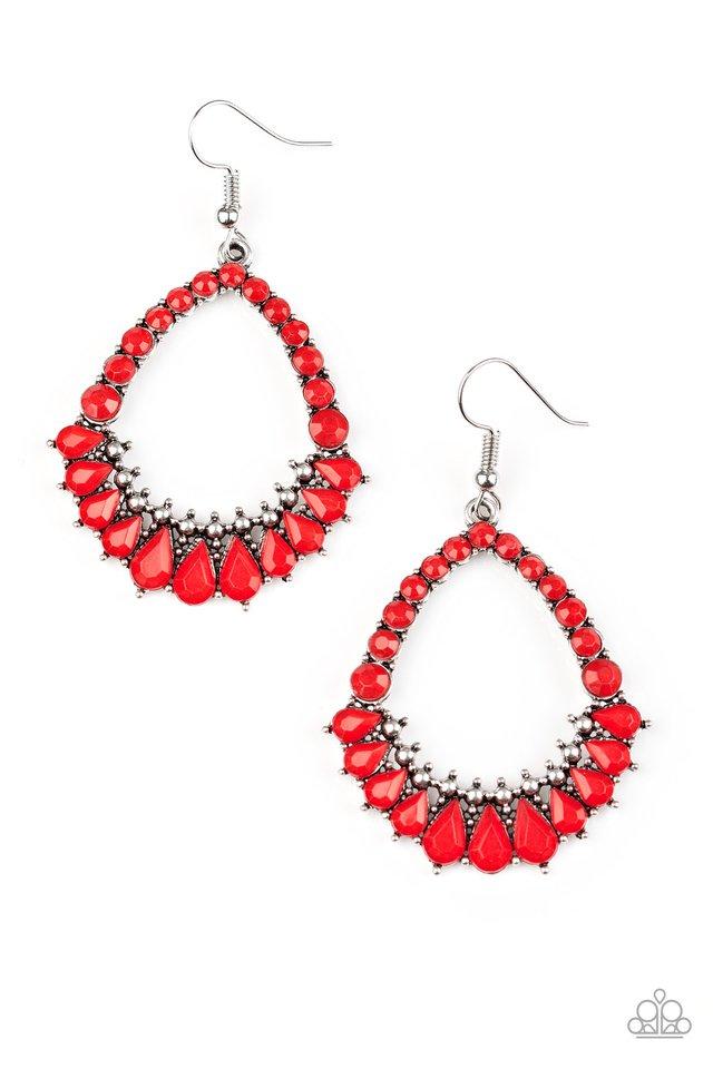 Paparazzi Earring ~ Crystal Waters - Red