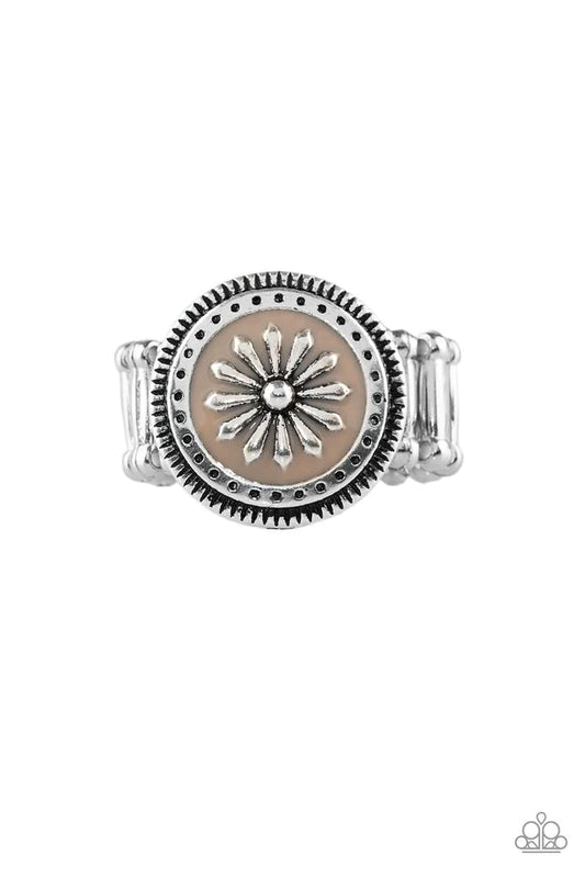 Paparazzi Ring ~ Free-Spirited Flower - Brown