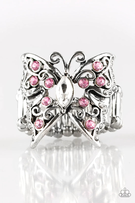 Paparazzi Ring ~ Butterfly Bliss - Pink