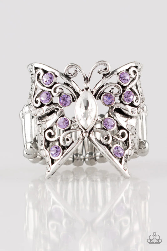 Paparazzi Ring ~ Butterfly Bliss - Purple