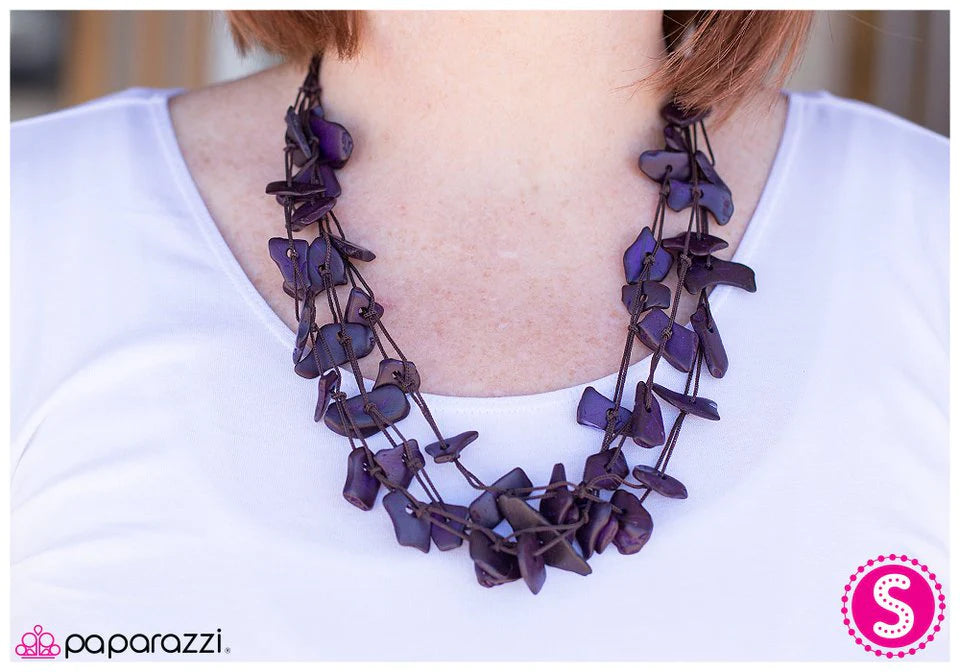Paparazzi Necklace ~ All Wood Things - Purple