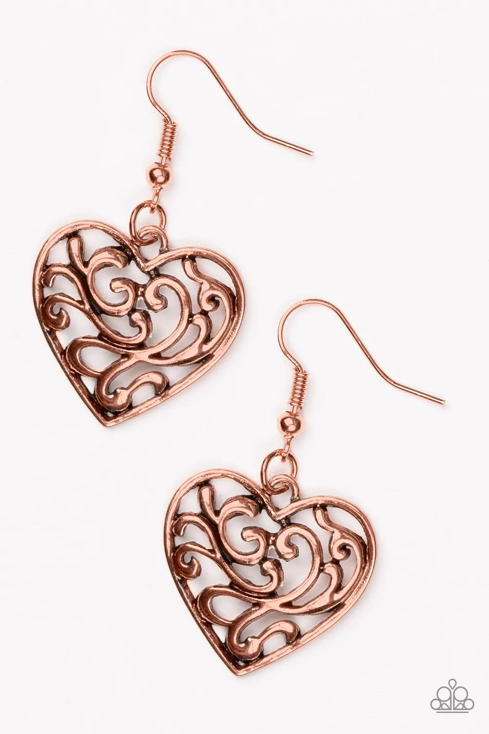 Paparazzi Earring ~ The Truth HEARTS - Copper