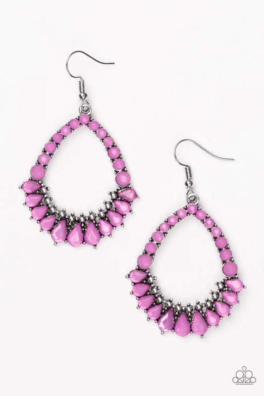 Paparazzi Earring ~ Crystal Waters - Purple