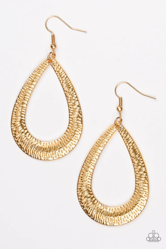 Paparazzi Earring ~ Straight Up Shimmer - Gold