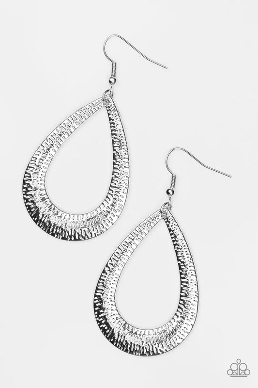 Paparazzi Earring ~ Straight Up Shimmer - Silver