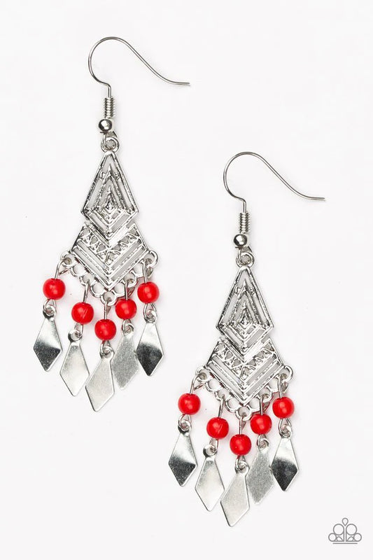 Paparazzi Earring ~ Island Import - Red