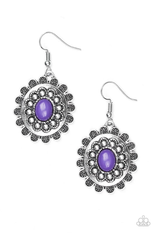 Paparazzi Earring ~ Summer Blooms - Purple