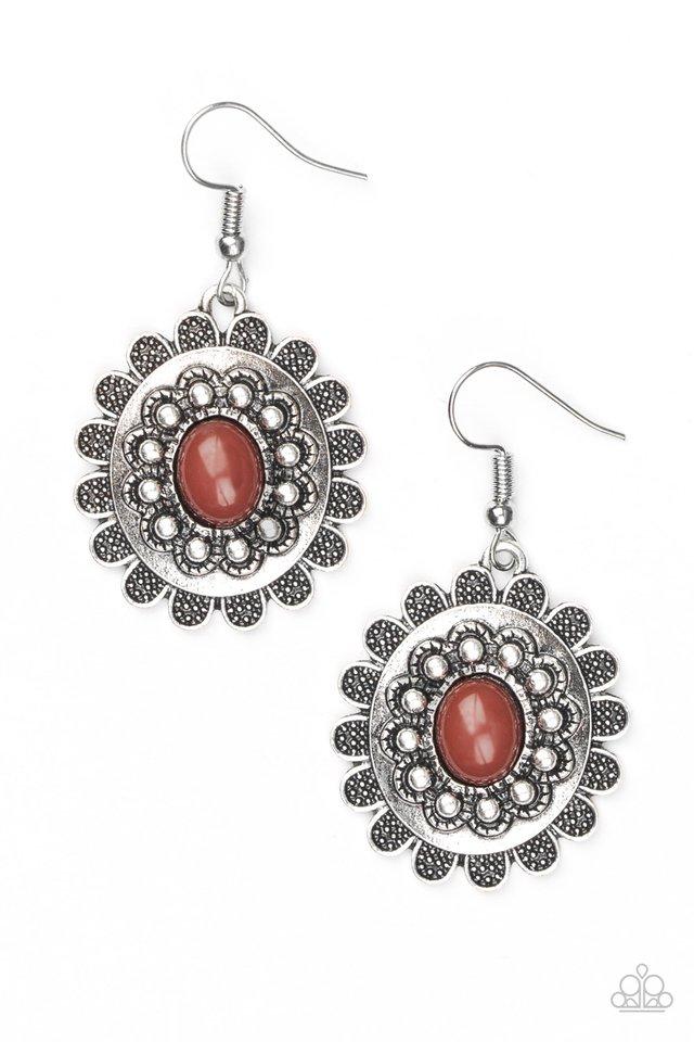 Paparazzi Earring ~ Summer Blooms - Brown