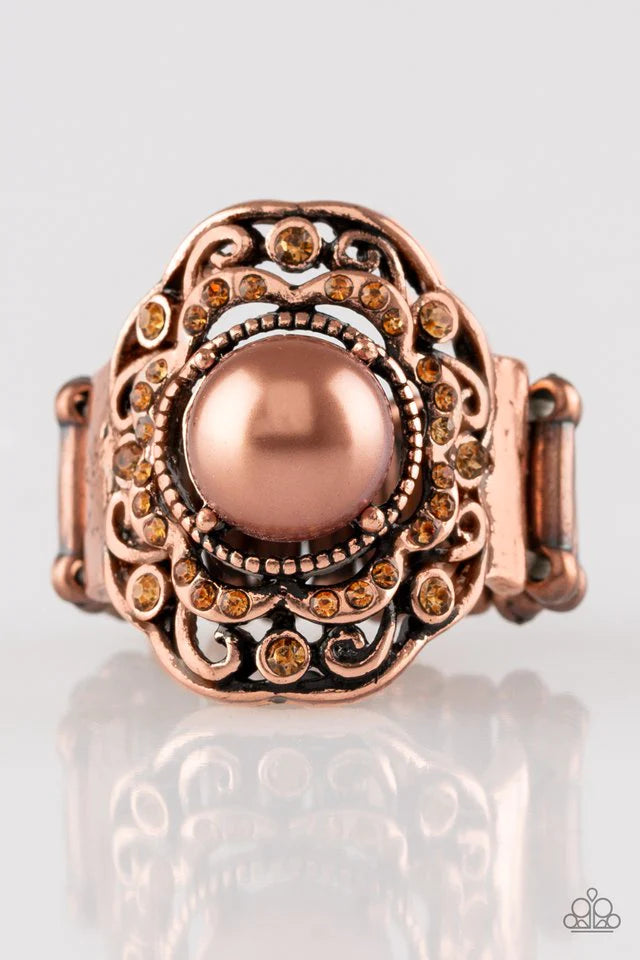 Paparazzi Ring ~ Pearl Princess - Copper