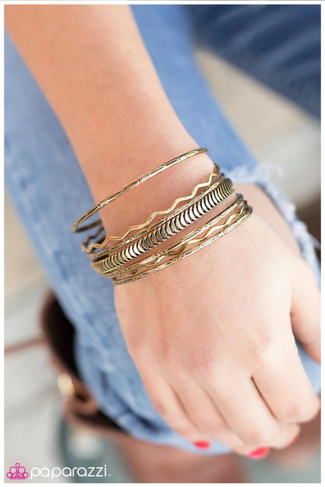 Paparazzi Bracelet ~ Stacked Against Me - Brass