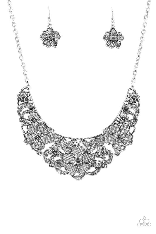 Paparazzi Necklace ~ Petunia Paradise - Silver