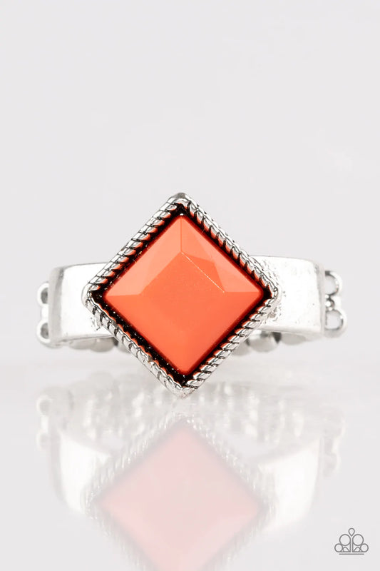 Paparazzi Ring ~ Stylishly Fair and Square - Orange