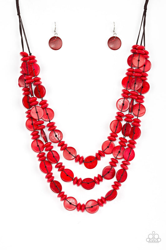 Paparazzi Necklace ~ Barbados Bopper - Red