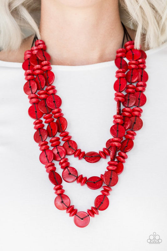 Barbados Bopper - Red - Paparazzi Necklace Image