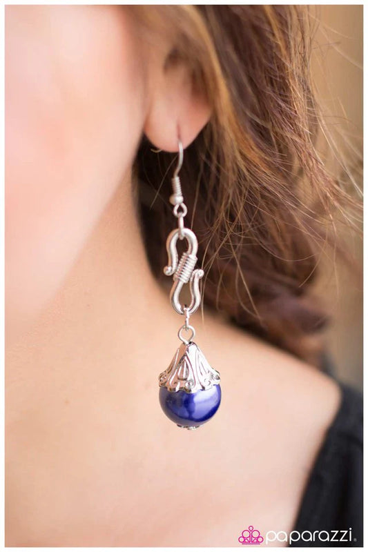 Paparazzi Earring ~ I Am Hooked - Blue