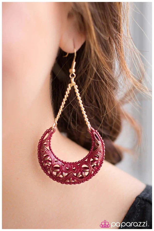 Paparazzi Earring ~ Over the Moon - Red