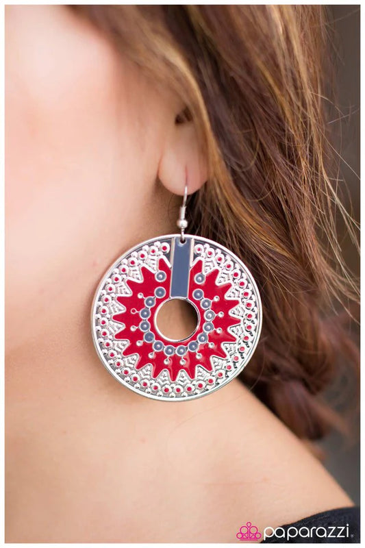 Paparazzi Earring ~ The Essence of Radiance - Red