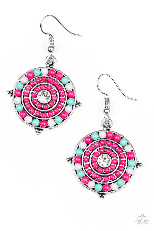 Paparazzi Earring ~ Caribbean Cruzin - Pink