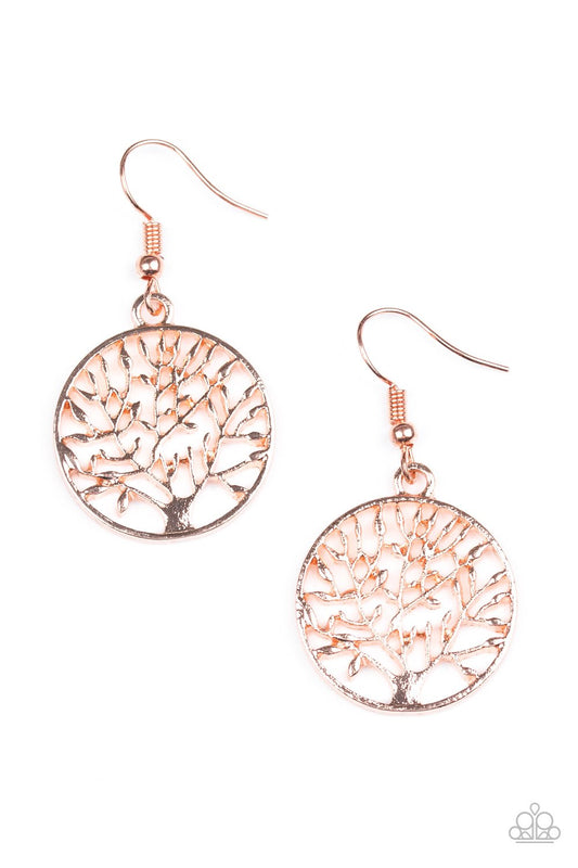 Paparazzi Earring ~ TREE Ring Circus - Copper