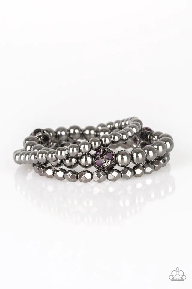 Paparazzi Bracelet ~ Noticeably Noir - Purple