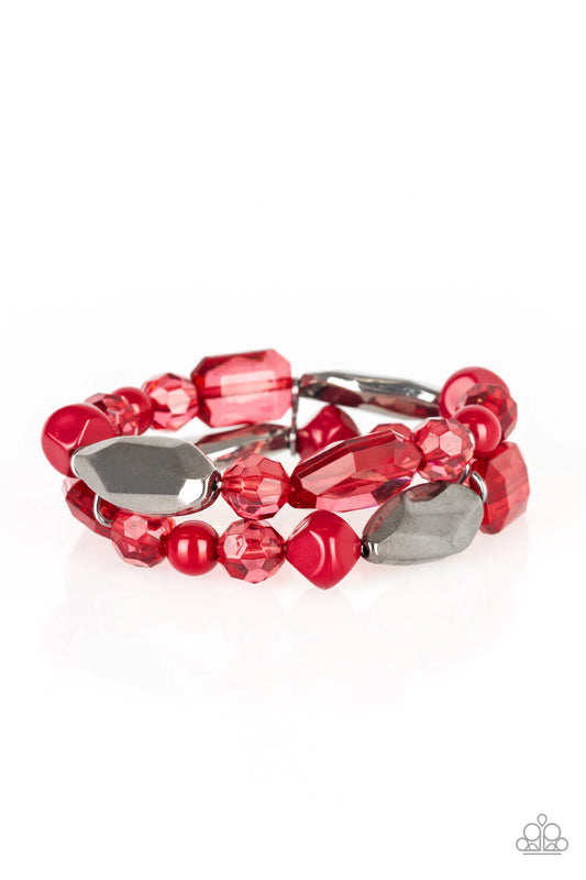 Pulsera Paparazzi ~ Rockin Rock Candy - Rojo