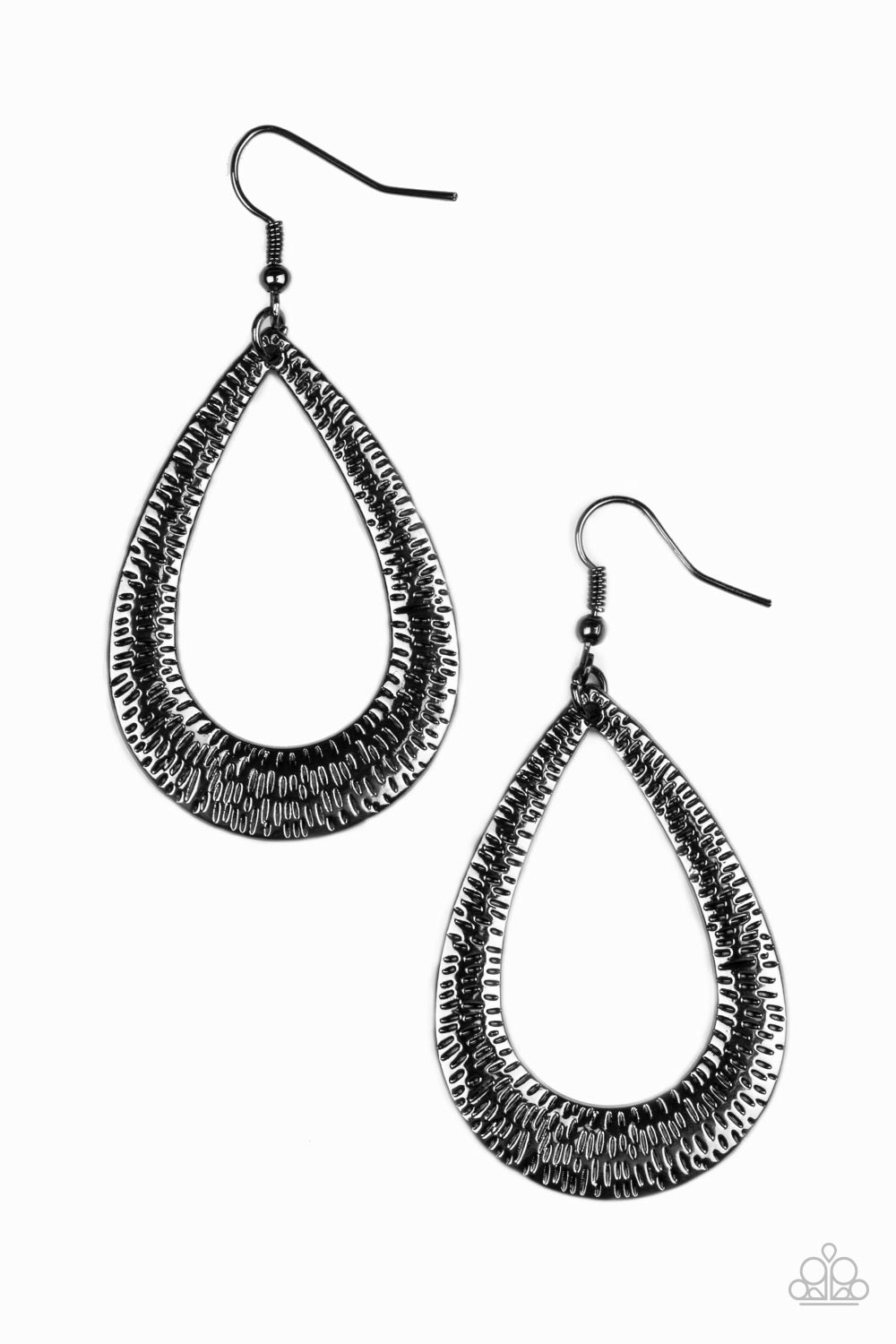 Paparazzi Earring ~ Straight Up Shimmer - Black