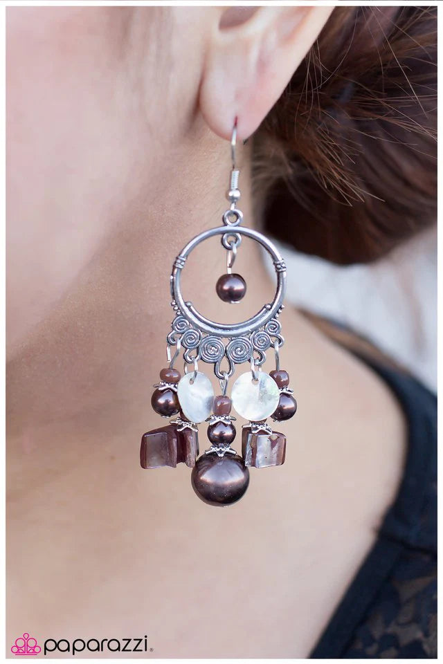 Paparazzi Earring ~ Beachy Keen - Brown