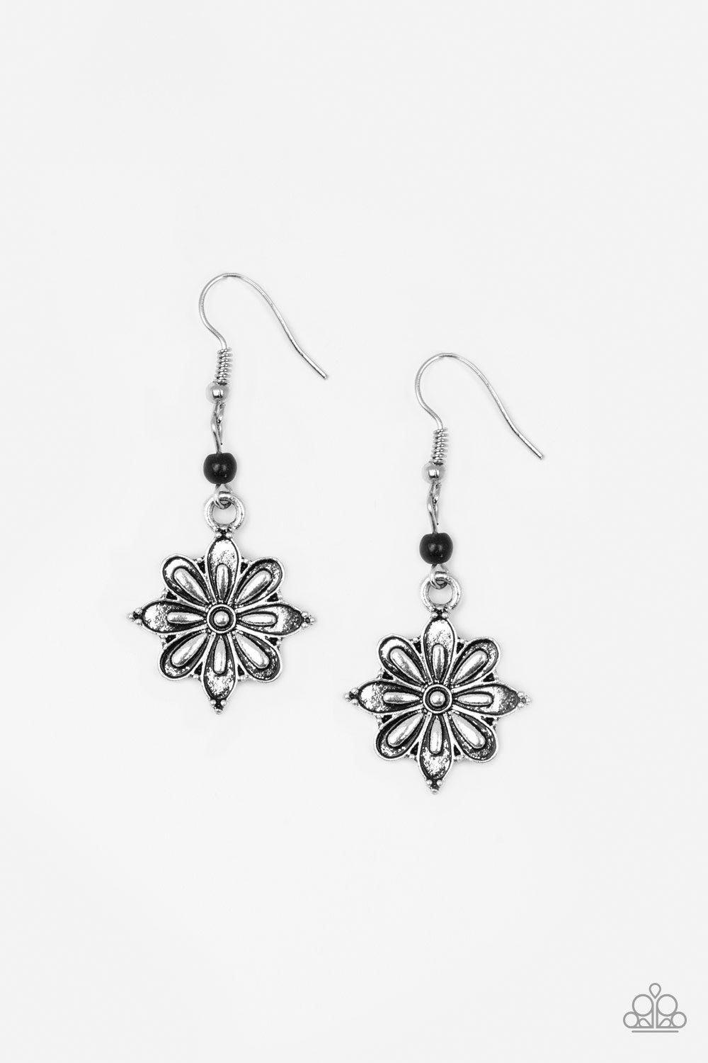 Paparazzi Earring ~ Cactus Blossom - Black