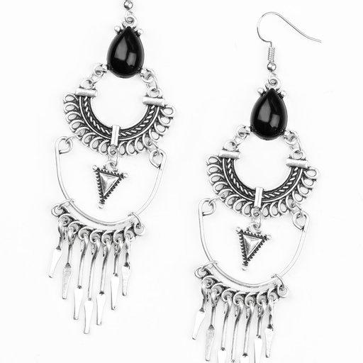 Paparazzi Earring ~ Progressively Pioneer - Black