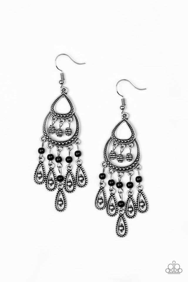 Eastern Excursion - Black - Paparazzi Earring Image