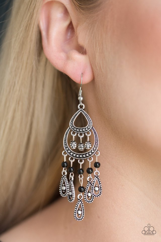 Eastern Excursion - Black - Paparazzi Earring Image