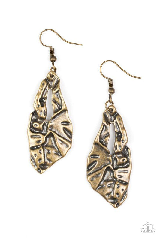 Paparazzi Earring ~ Cave Cavalier - Brass