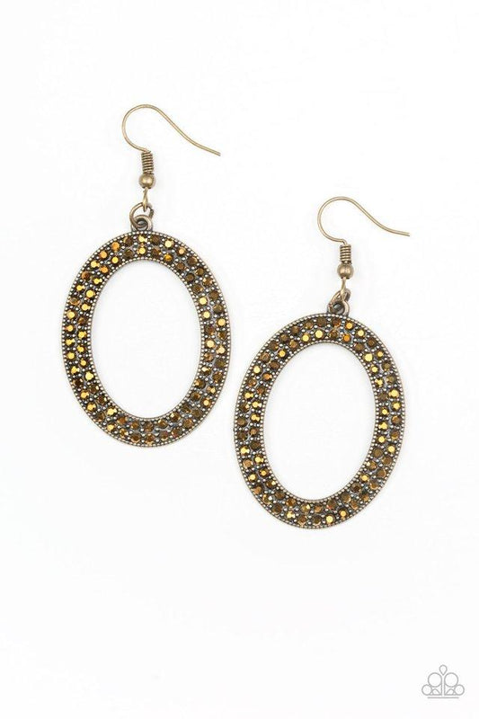 Paparazzi Earring ~ Go Down In Glitter - Brass