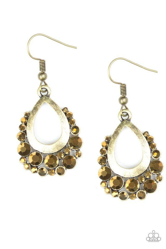 Paparazzi Earring ~ Table For Two - Brass