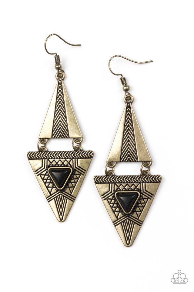 Paparazzi Earring ~ El Paso Edge - Brass