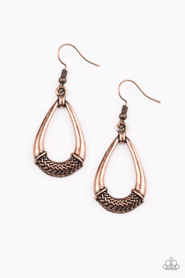 Paparazzi Earring ~ Trending Texture - Copper