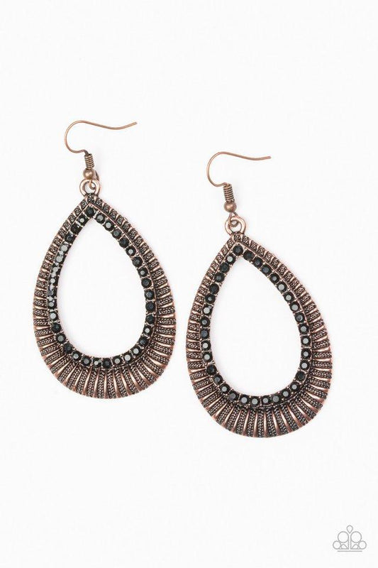 Paparazzi Earring ~ Right As REIGN - Copper