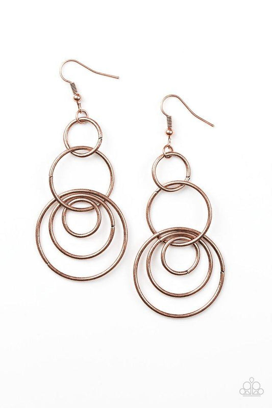 Paparazzi Earring ~ Chic Circles - Copper