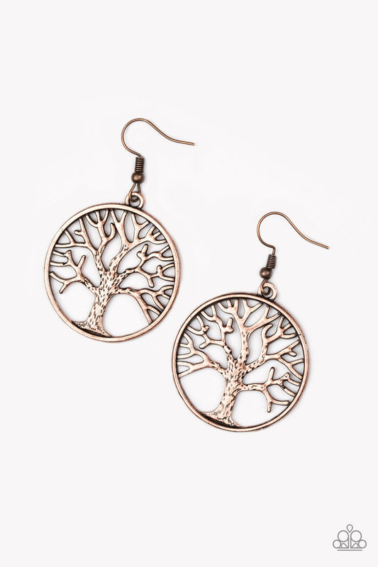 Paparazzi Earring ~ My TREEHOUSE Is Your TREEHOUSE - Copper