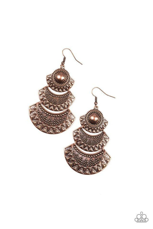 Paparazzi Earring ~ Impressively Empress - Copper