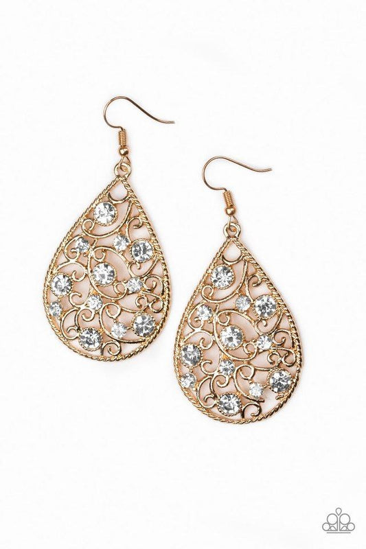 Paparazzi Earring ~ Certainly Courtier - Gold