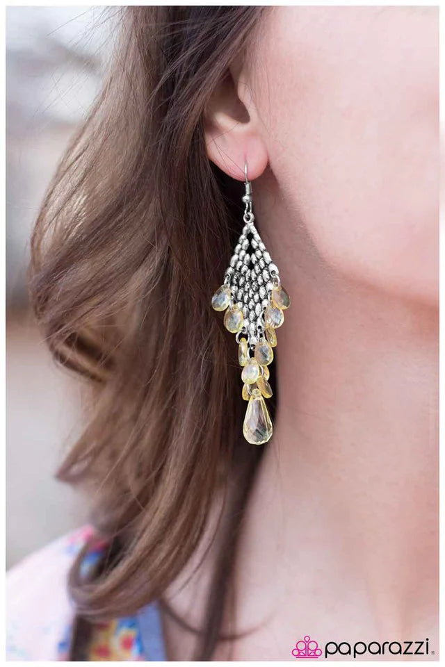 Paparazzi Earring ~ Make A Splash - Yellow