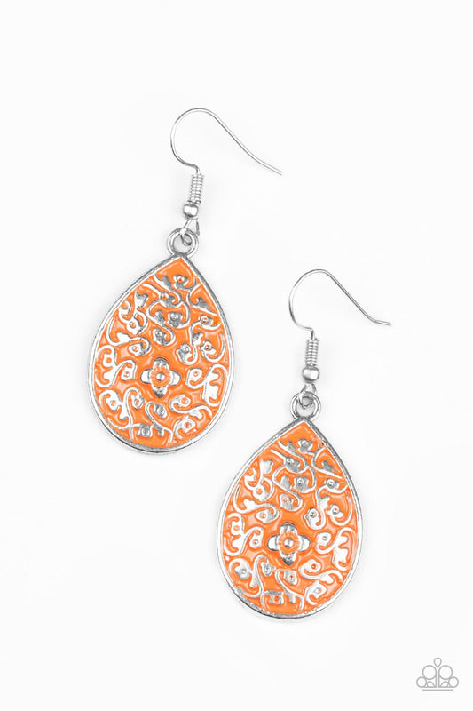 Paparazzi Earring ~ Flirty Flower Girl - Orange