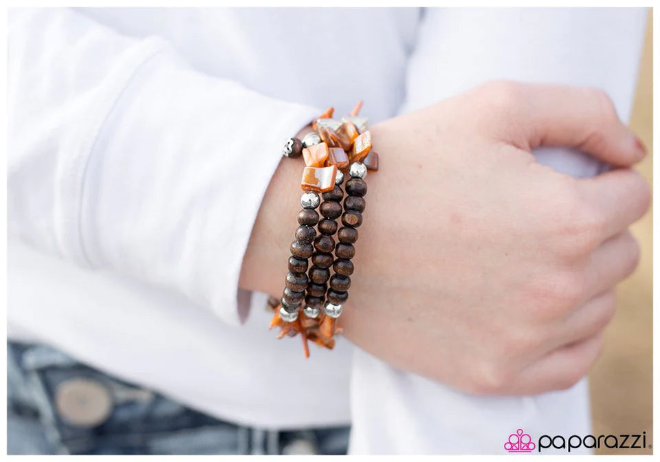 Paparazzi Bracelet ~ Downward Spiral - Orange