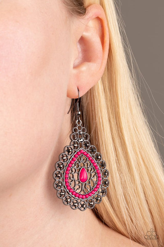 Carnival Courtesan - Pink - Paparazzi Earring Image