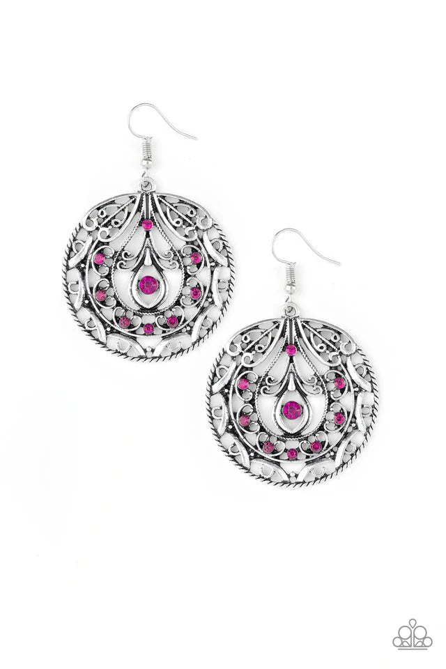 Paparazzi Earring ~ Choose To Sparkle - Pink