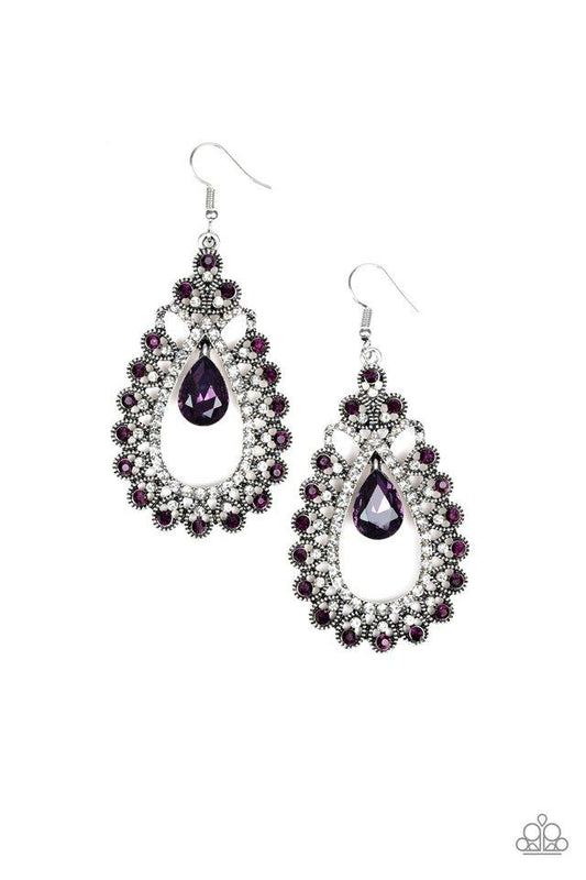 Paparazzi Earring ~ All About Business - Purple